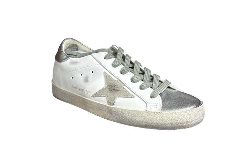 Golden goose white metallic silver