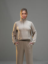 Move Set Cropped Half-Zip Hoodie with Wide Leg Pant