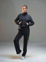 Move Set Cropped Half-Zip Hoodie with Wide Leg Pant