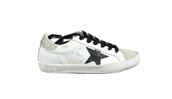 Golden goose white b.grey leather