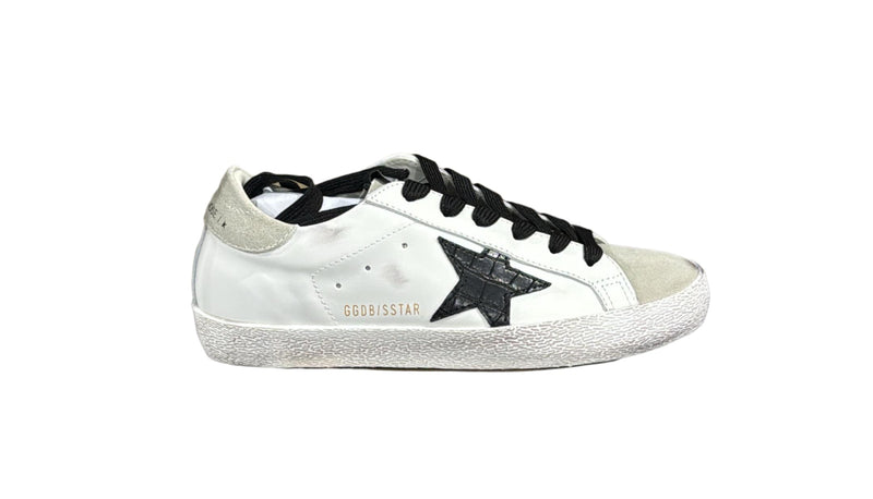Golden goose white b.grey leather
