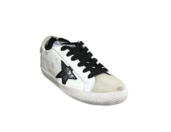 Golden goose white b.grey leather