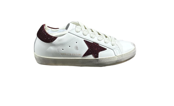Golden goose white burgundy